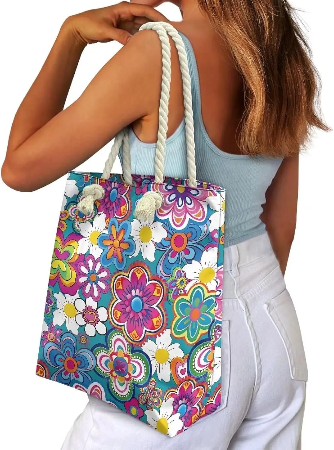 Grocery Shopping Reusable Totes Bags Shoulder Handbags Purse Aesthetic Canvas Beach Tote Bag for Women Ladies