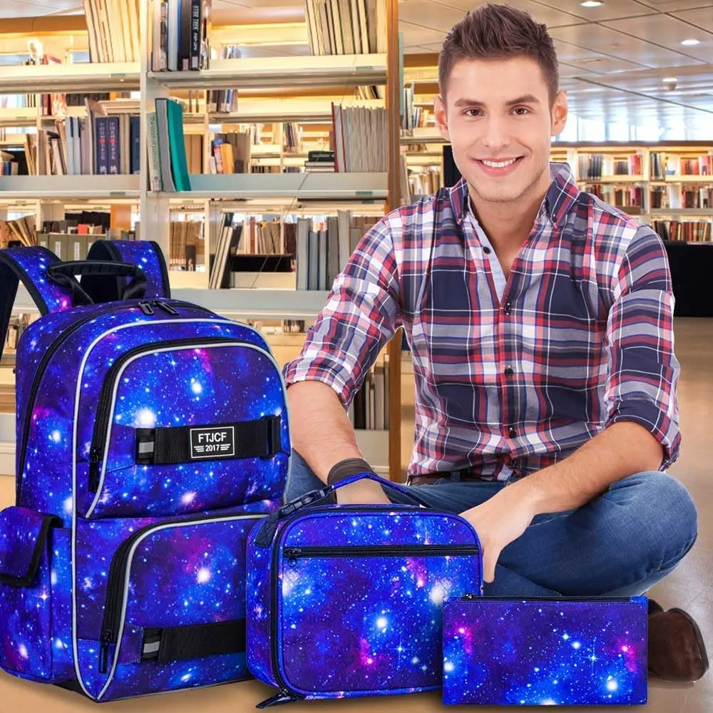 gxtvo 3PCS Girls Backpack, Water Resistant Womens School Bag With Lunch Box, 17 Inch Bookbag Set for College Teenagers.