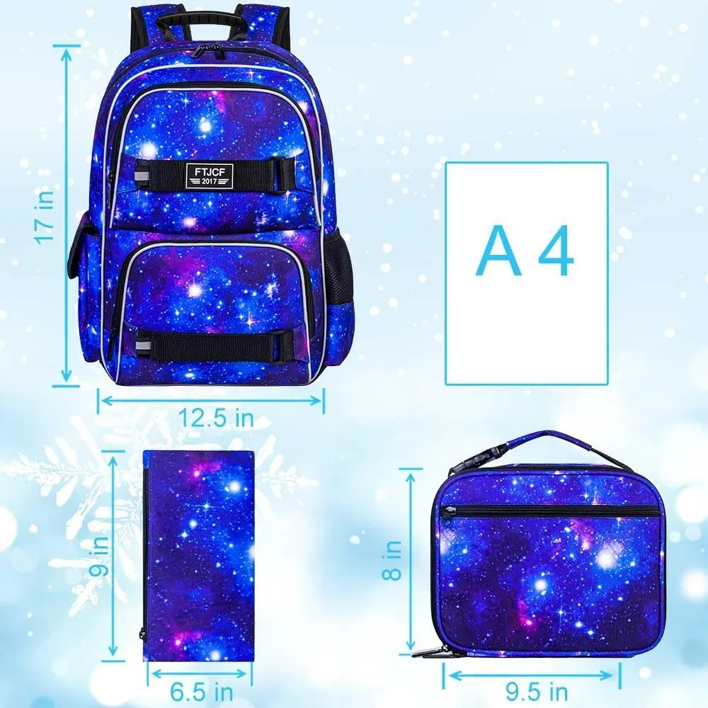 gxtvo 3PCS Girls Backpack, Water Resistant Womens School Bag With Lunch Box, 17 Inch Bookbag Set for College Teenagers.