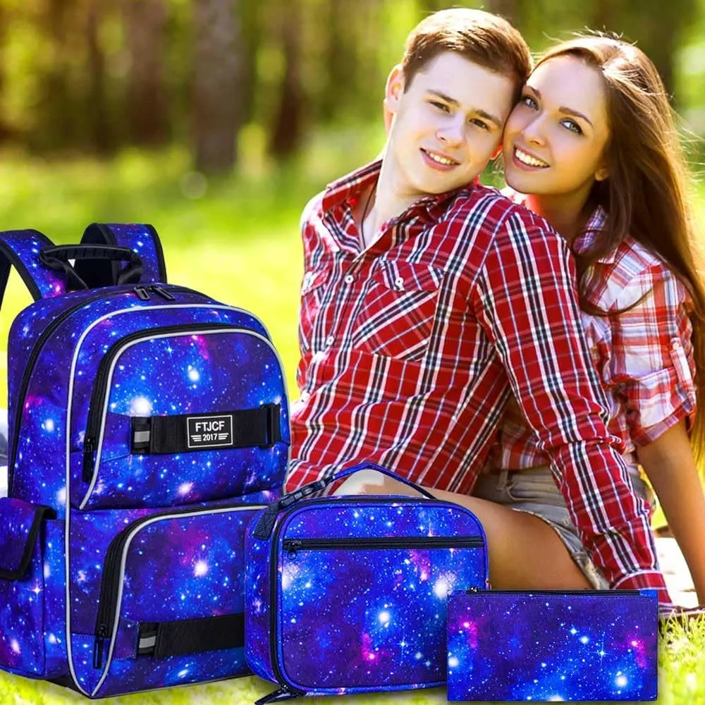 gxtvo 3PCS Girls Backpack, Water Resistant Womens School Bag With Lunch Box, 17 Inch Bookbag Set for College Teenagers.