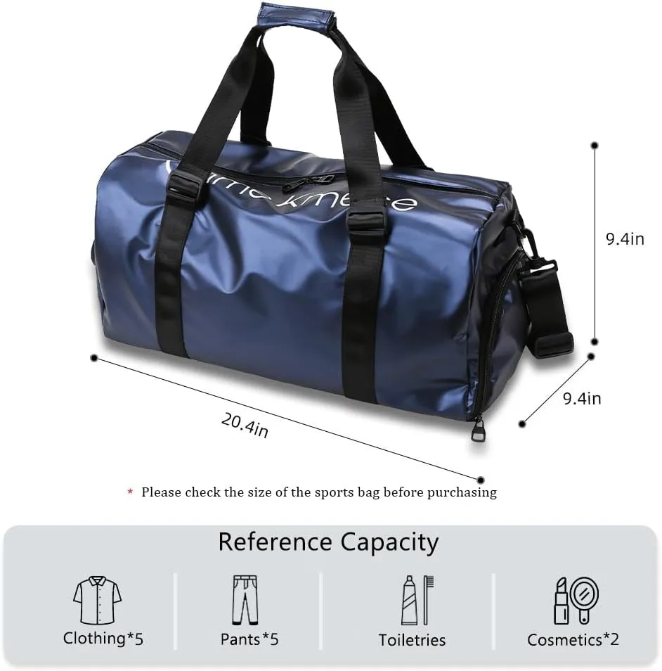 Gym Duffle Bag for Men Women with Shoe and Wet Compartment Sport Workout Waterproof Bags Large for Fitness Yoga Swimming Traveling Duffel (Blue)