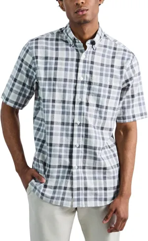 Haggar Men's Life Khaki Short Sleeve Button-Down Casual Linen Shirt