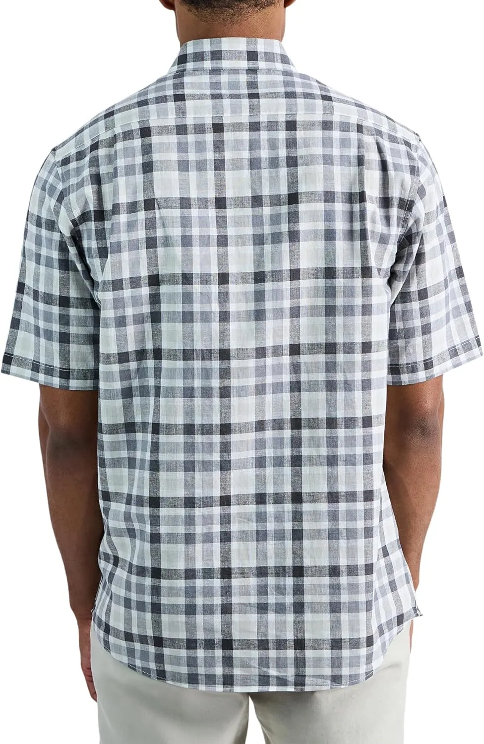 Haggar Men's Life Khaki Short Sleeve Button-Down Casual Linen Shirt