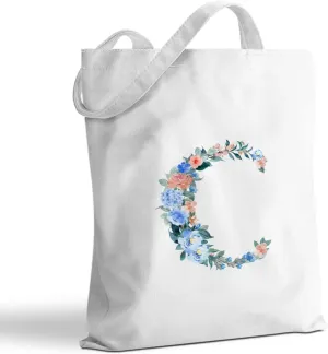 Hanamiya Na Monogrammed Tote Bags Initial Canvas Tote Bag Personalized Reusable Grocery Bags Monogrammed Gifts for Women