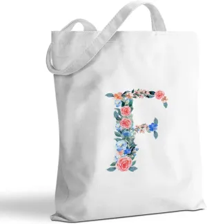Hanamiya Na Monogrammed Tote Bags Initial Canvas Tote Bag Personalized Reusable Grocery Bags Monogrammed Gifts for Women