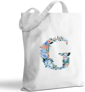 Hanamiya Na Monogrammed Tote Bags Initial Canvas Tote Bag Personalized Reusable Grocery Bags Monogrammed Gifts for Women