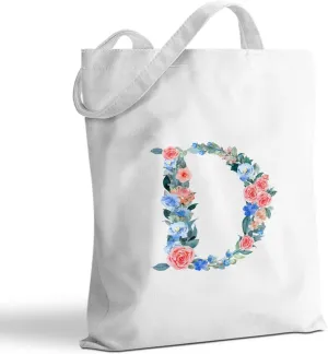 Hanamiya Na Monogrammed Tote Bags Initial Canvas Tote Bag Personalized Reusable Grocery Bags Monogrammed Gifts for Women