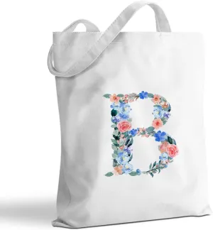Hanamiya Na Monogrammed Tote Bags Initial Canvas Tote Bag Personalized Reusable Grocery Bags Monogrammed Gifts for Women