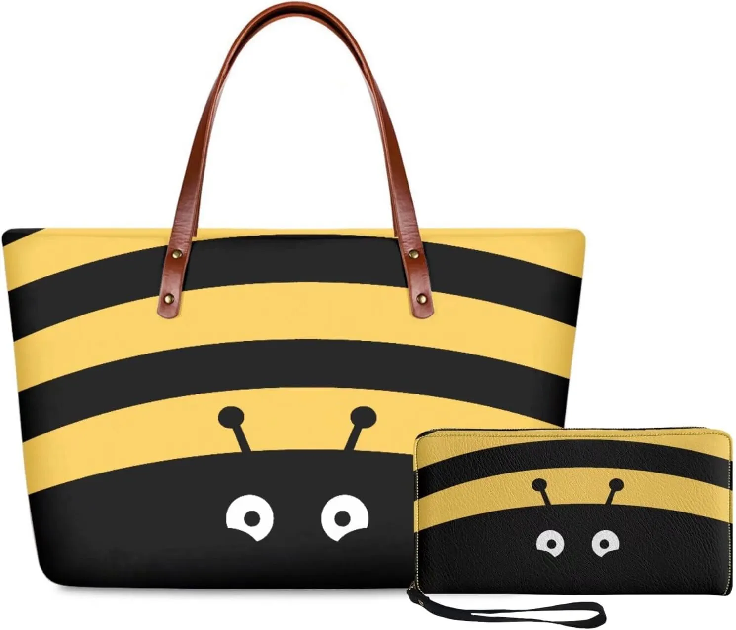 Handbag with Matching Wallet Tote Bag 2-Pcs/Set Clutch Purse with Handles Shoulder Bag and Wallet Set for Women