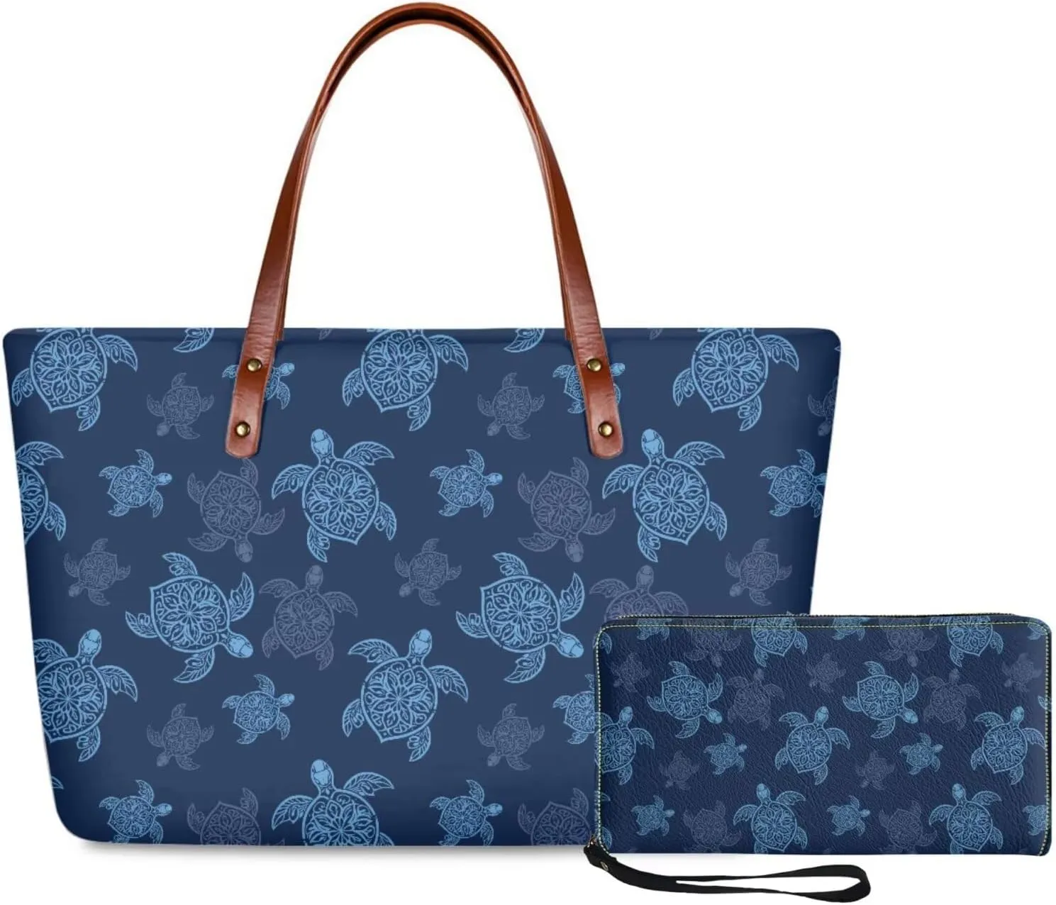 Handbag with Matching Wallet Tote Bag 2-Pcs/Set Clutch Purse with Handles Shoulder Bag and Wallet Set for Women