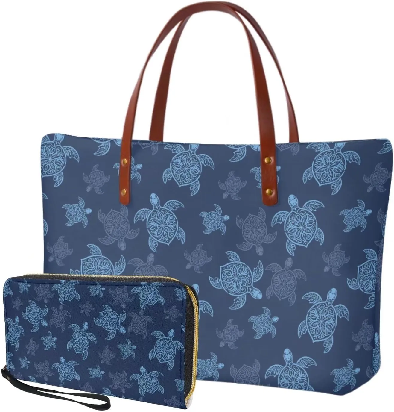 Handbag with Matching Wallet Tote Bag 2-Pcs/Set Clutch Purse with Handles Shoulder Bag and Wallet Set for Women