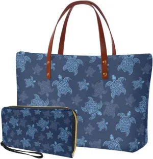 Handbag with Matching Wallet Tote Bag 2-Pcs/Set Clutch Purse with Handles Shoulder Bag and Wallet Set for Women