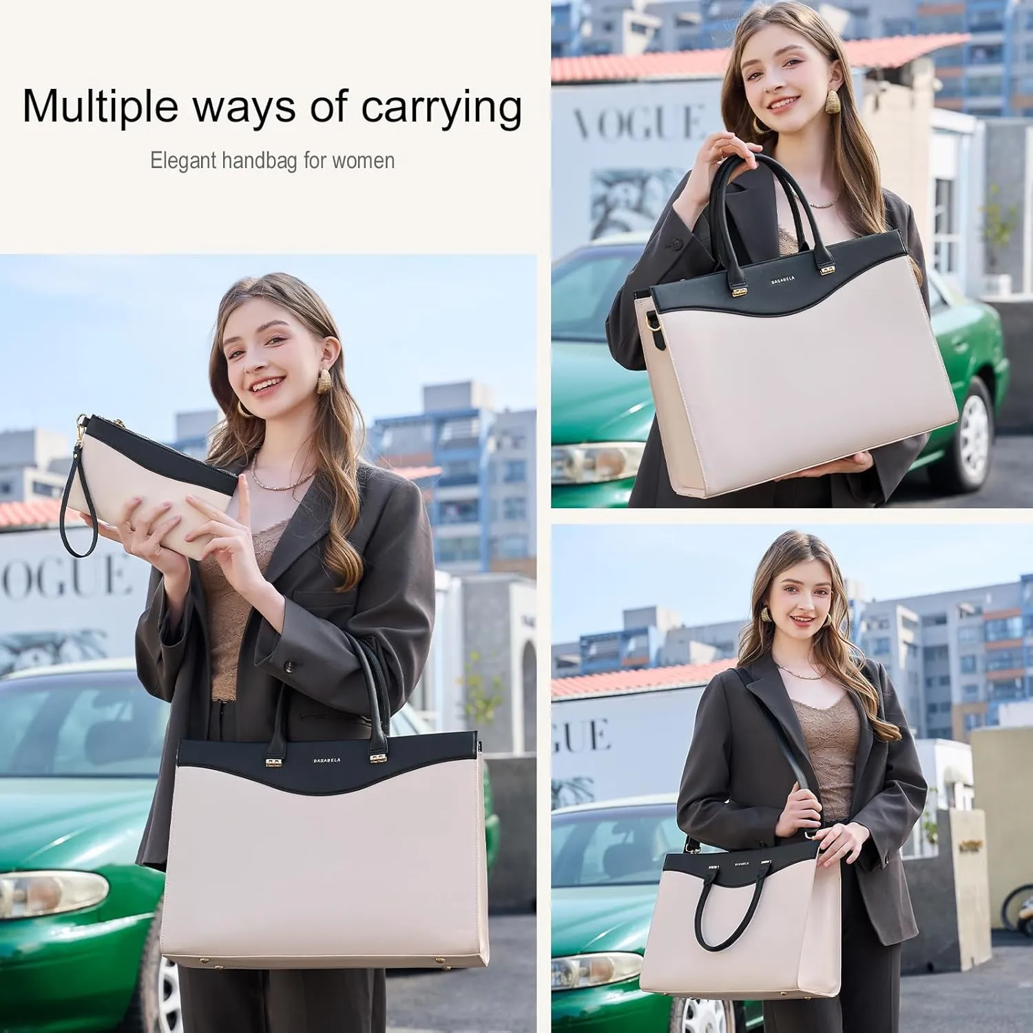 Handmade Luxury Vegan Leather Briefcase Handbags for Women, Large 16 inch Laptop Purse Waterproof Bags for Ladies