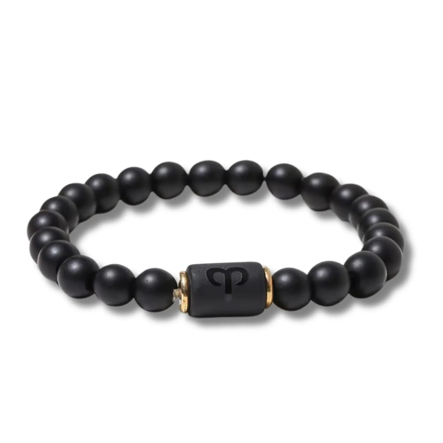 Handmade Zodiac Beaded Matte Black Bracelet For Men Women, Elastic Yoga Stretch Bracelet, Healing Crystals And Stones, Spiritual Gifts For Astrology, 8mm (Aries, March 21st to April 19th)