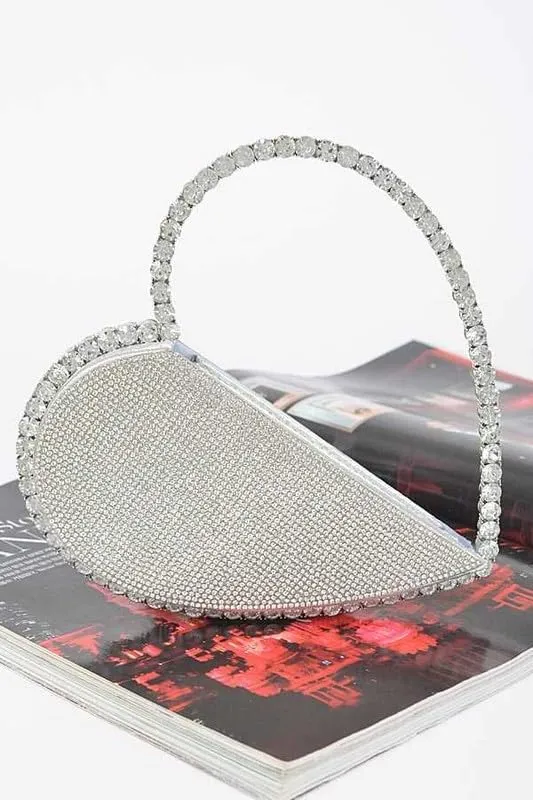 Heart Shape Rhinestone Handle Iconic Clutch Women's Evening Bag Diamond Frame Wedding Party Mini Purse