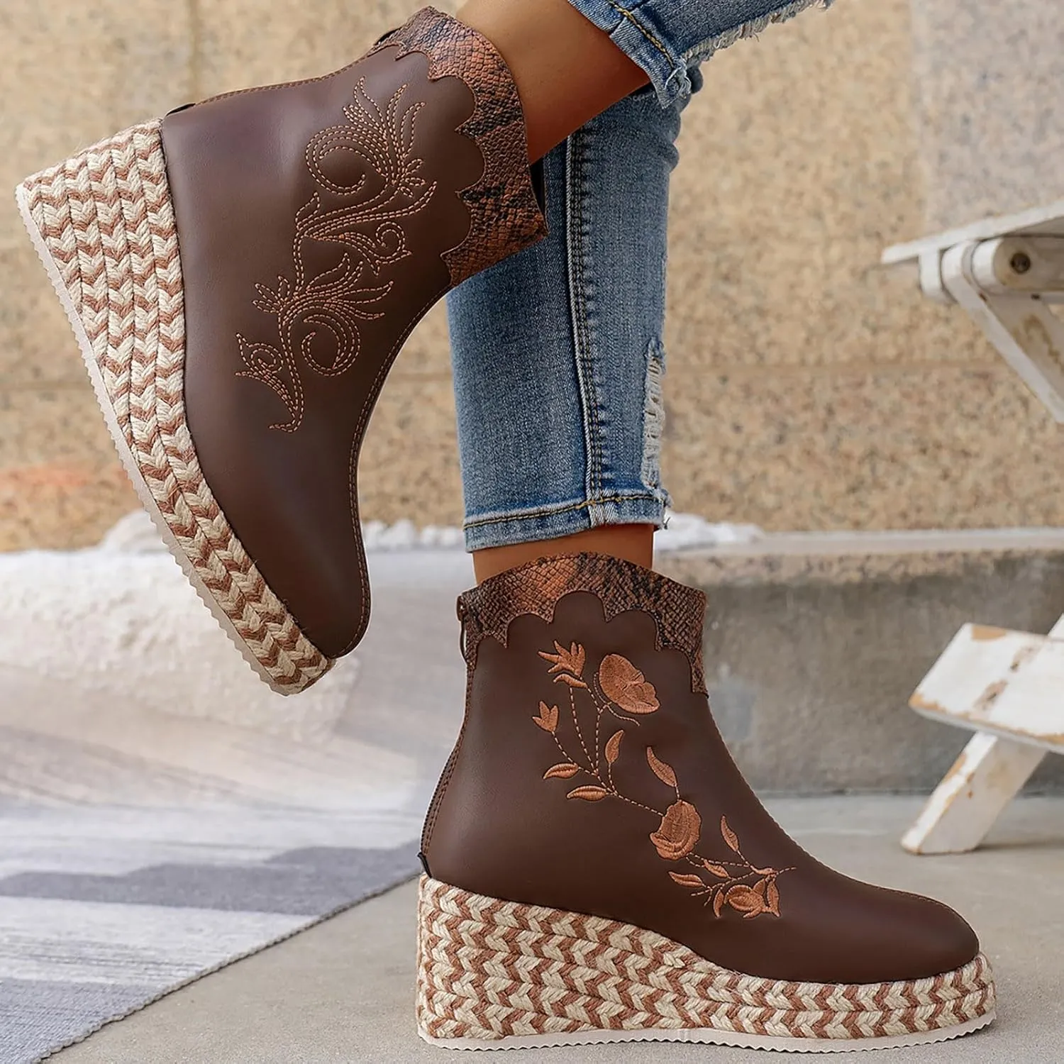 High Heel Ankle Boots for Women Black Boots Women Womens Lace Up Boots Women's Winter Boot Womens Leather Ankle Boots Low Heel Ankle Booties Wedge Heel