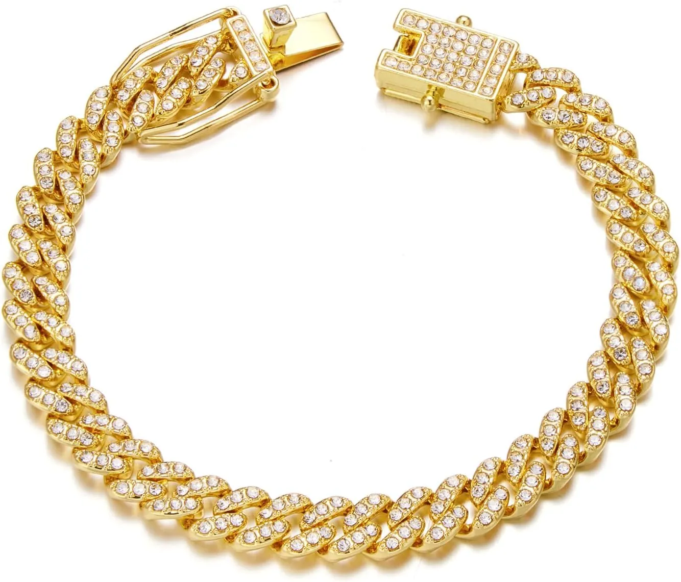 HIPBLING Iced Out Bracelet for Men Cuban Link Watch Bracelets Diamond Miami Cuban Bracelets 13mm 8mm Bracelet Hip Hop Rapper Jewelry Gift for Men
