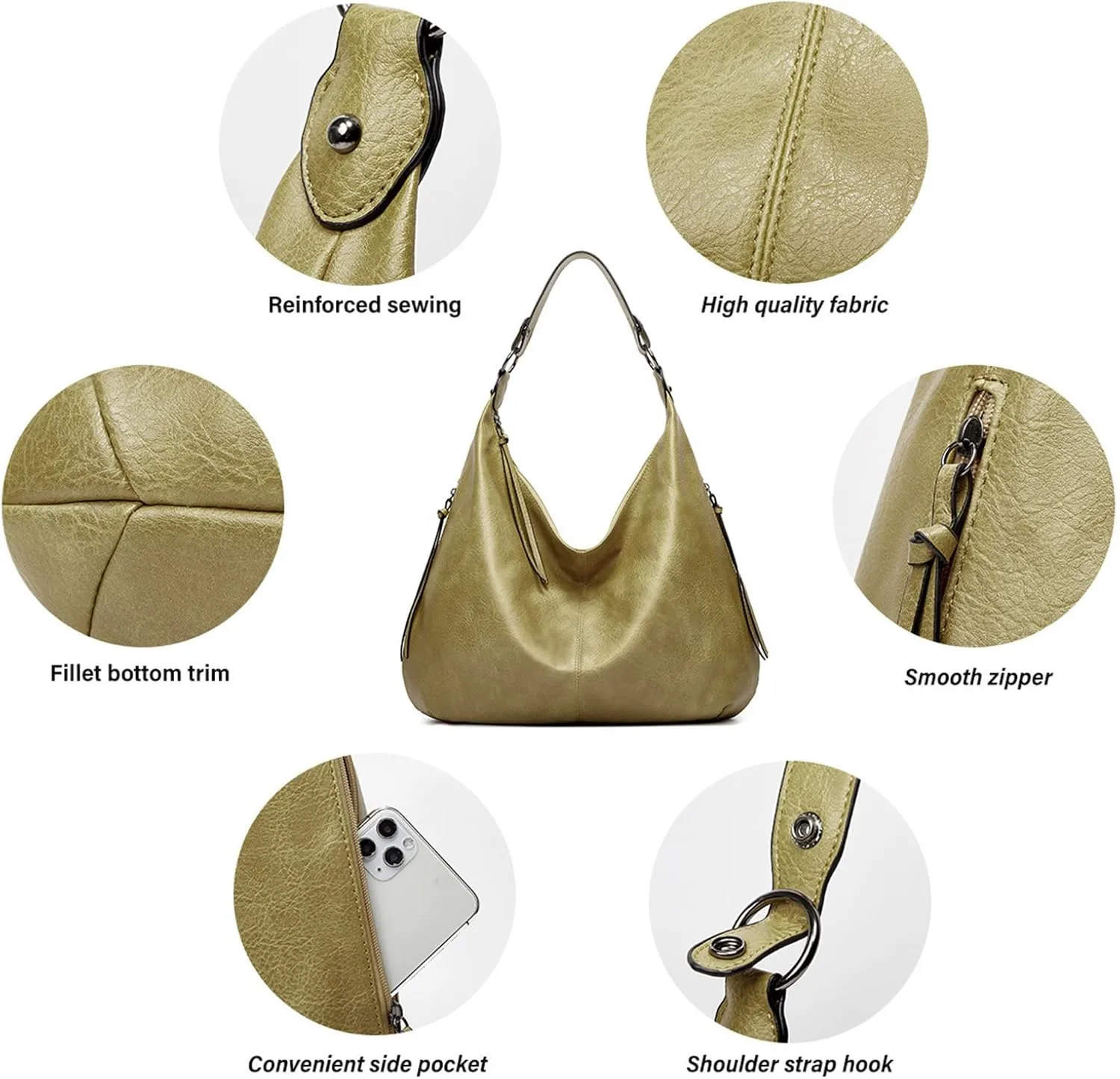 Hobo Bags for Women Slouchy Shoulder Bags Purses Top Handle Handbags Ladies Boho Totes Bags Purses Soft PU Leather
