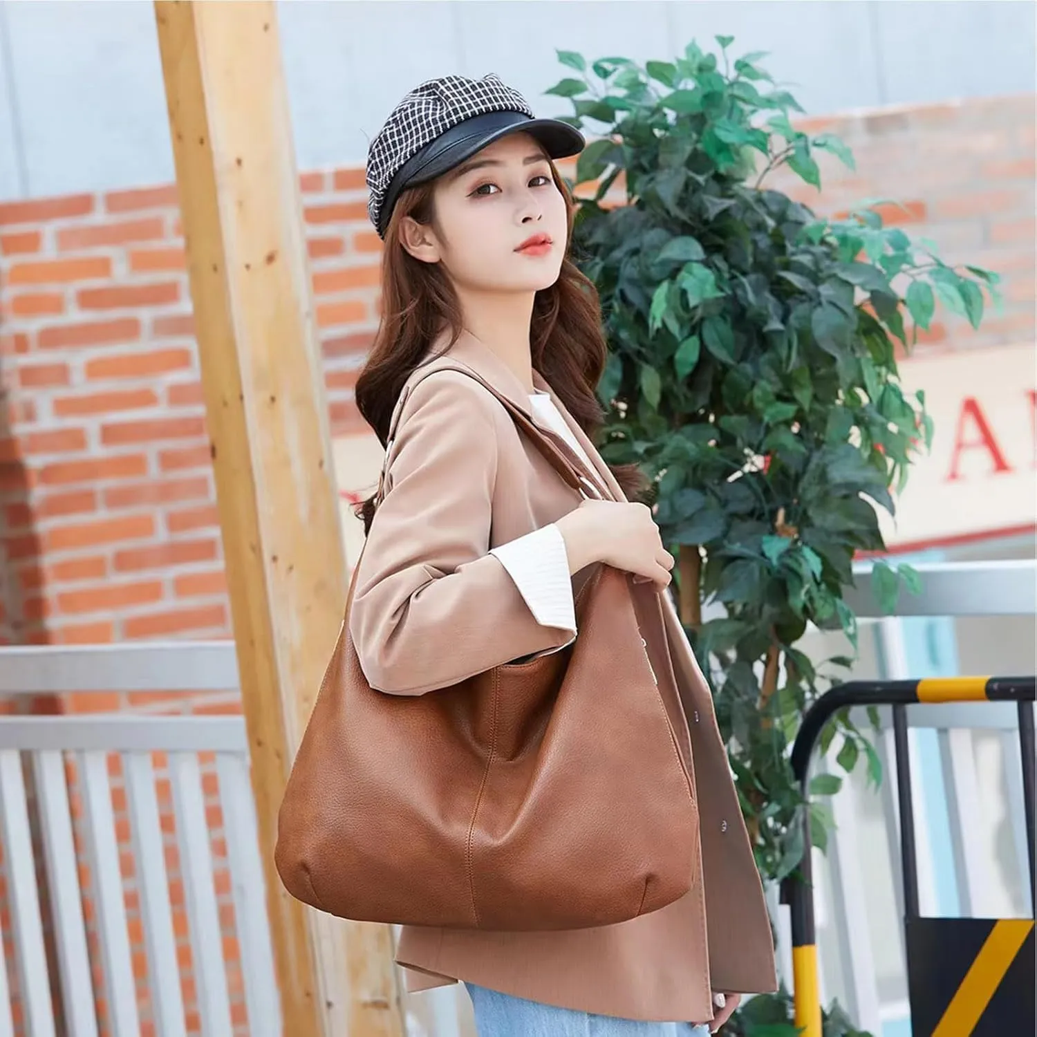 Hobo Bags for Women Slouchy Shoulder Bags Purses Top Handle Handbags Ladies Boho Totes Bags Purses Soft PU Leather