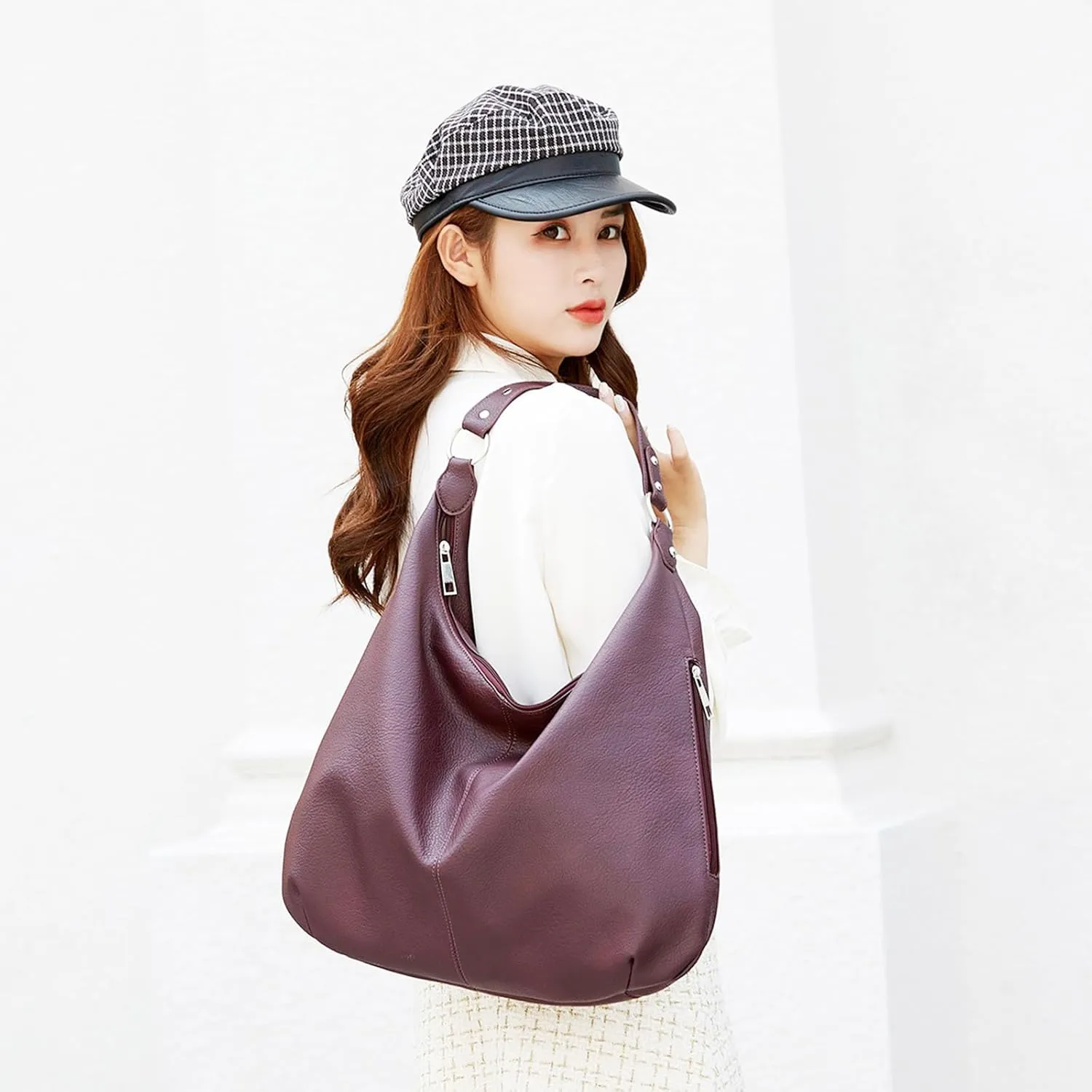Hobo Bags for Women Slouchy Shoulder Bags Purses Top Handle Handbags Ladies Boho Totes Bags Purses Soft PU Leather