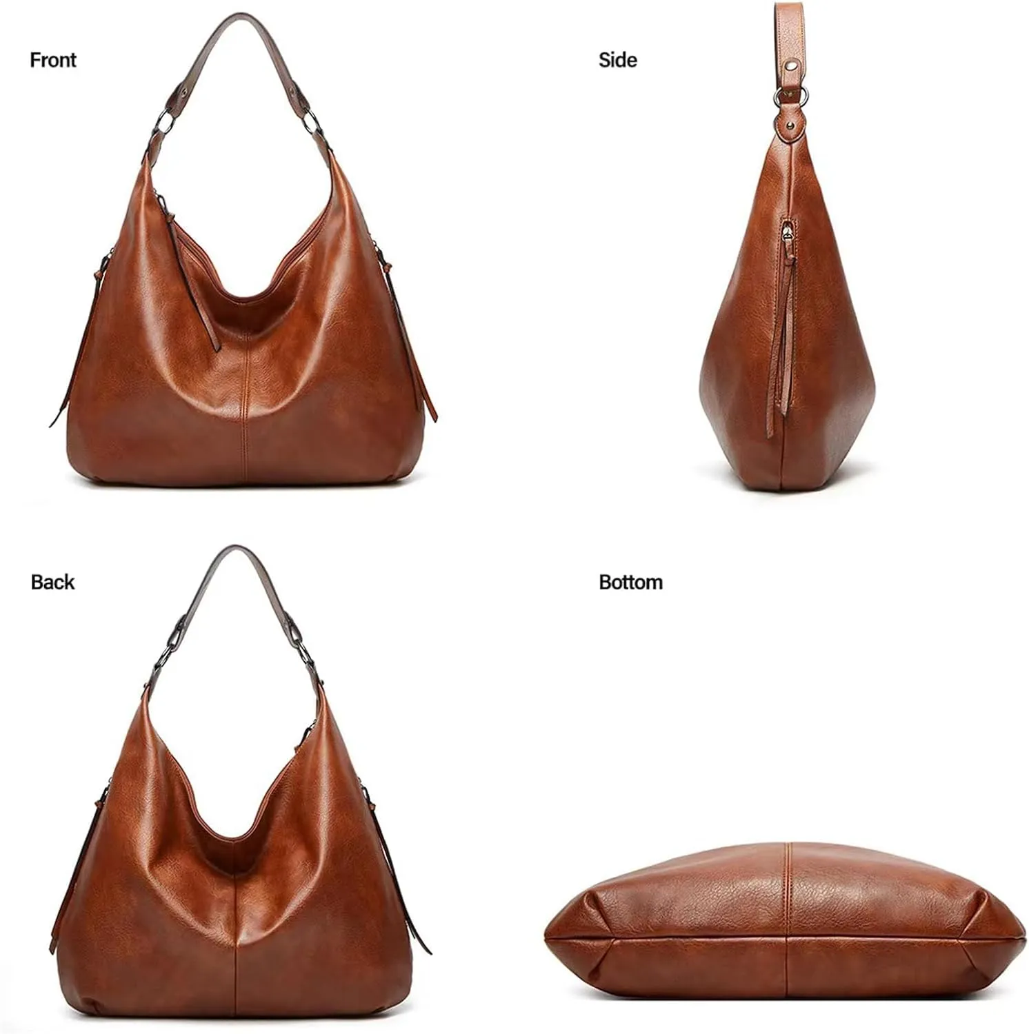 Hobo Bags for Women Slouchy Shoulder Bags Purses Top Handle Handbags Ladies Boho Totes Bags Purses Soft PU Leather