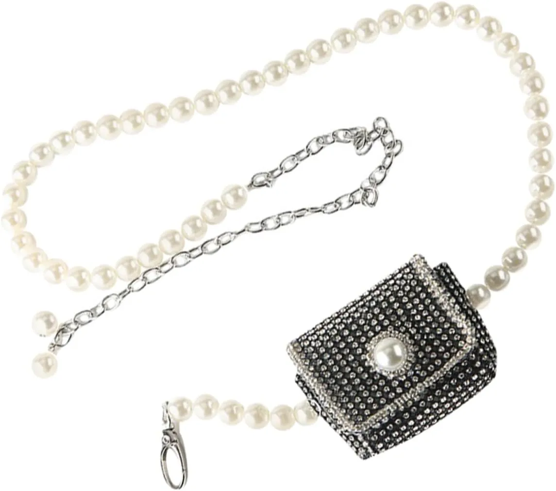 Homoyoyo Pearl Belt Bag for Women Women Clothing Accessories Pearl Chain Design Easy to Carry