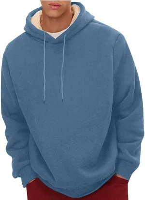 Hoodies for Men Heavyweight Fleece Sherpa Lined Hoodie Winter Warm Pullover Thick Thermal Windproof Sweatshirt