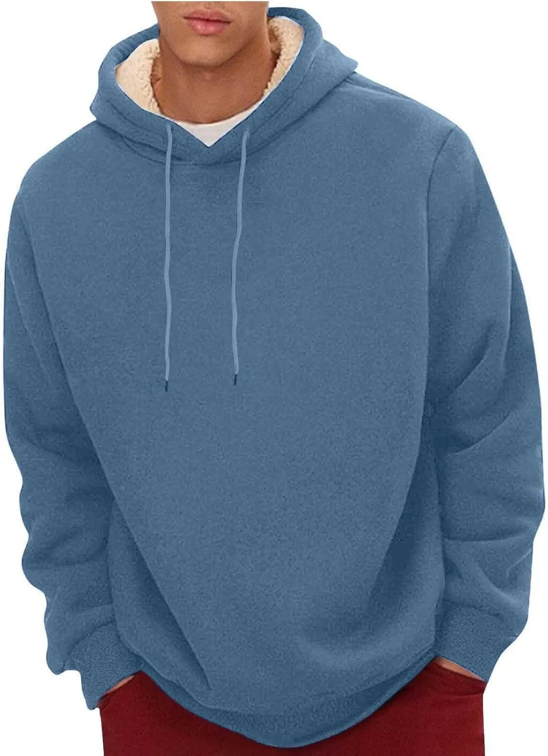 Hoodies for Men Heavyweight Fleece Sherpa Lined Hoodie Winter Warm Pullover Thick Thermal Windproof Sweatshirt