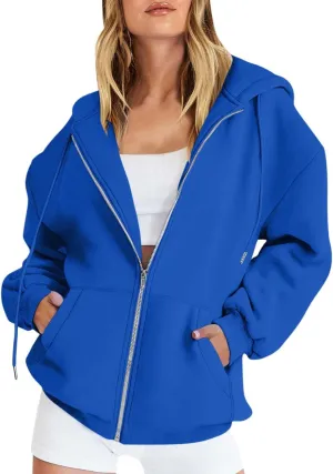 Hoodies for Women 2024 Oversized Long Sleeve Sweatshirts Casual Solid Y2K Jacket Fall Fashion Clothes with Pockets