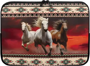 Horse Aztec Print Computer Bags for Laptops for Women Men, 10 Inch Laptop Case Easy to Carry Messenger Bag, Waterproof Laptop Briefcase Work Bag for Office Business Traveling Daily Use