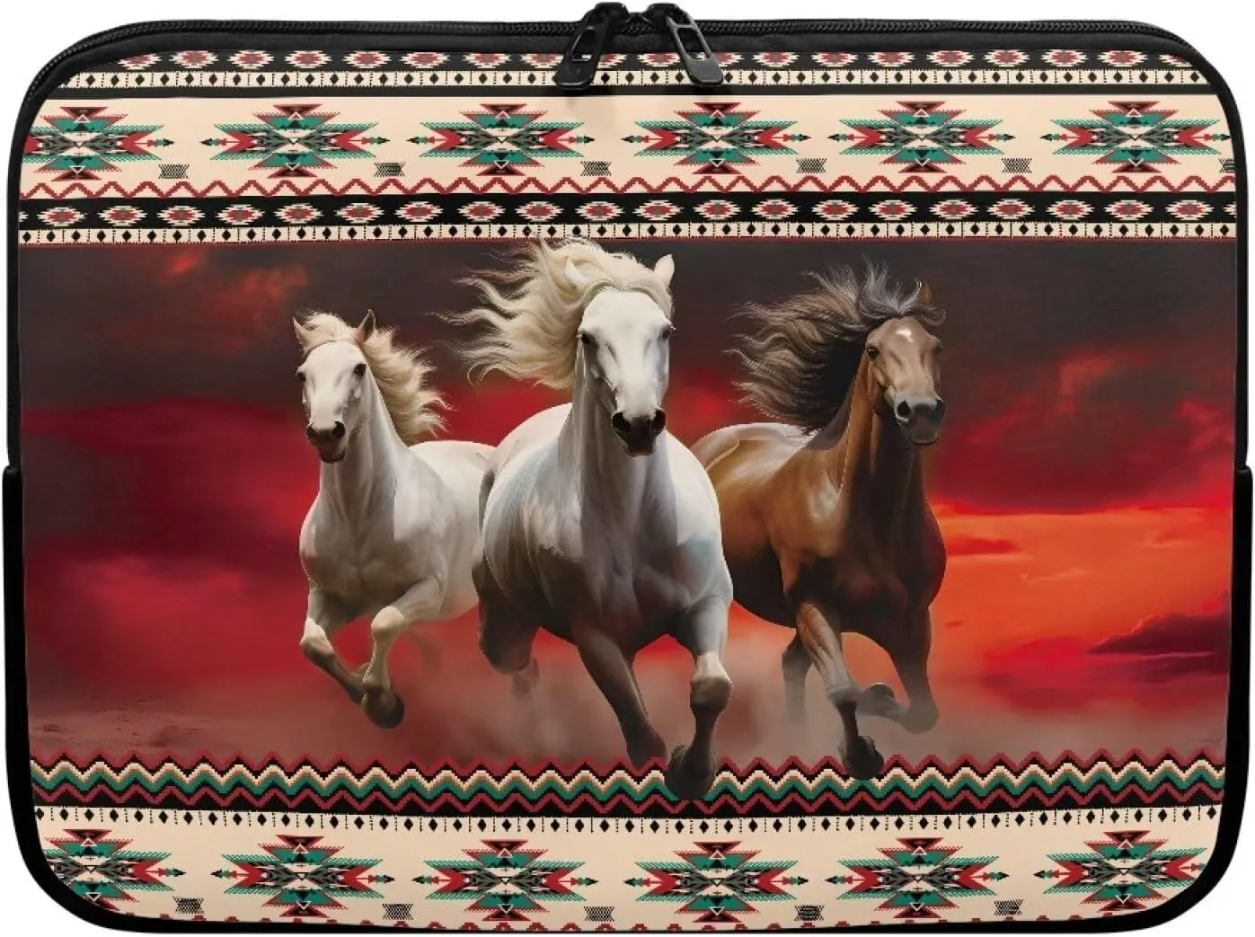 Horse Aztec Print Computer Bags for Laptops for Women Men, 10 Inch Laptop Case Easy to Carry Messenger Bag, Waterproof Laptop Briefcase Work Bag for Office Business Traveling Daily Use