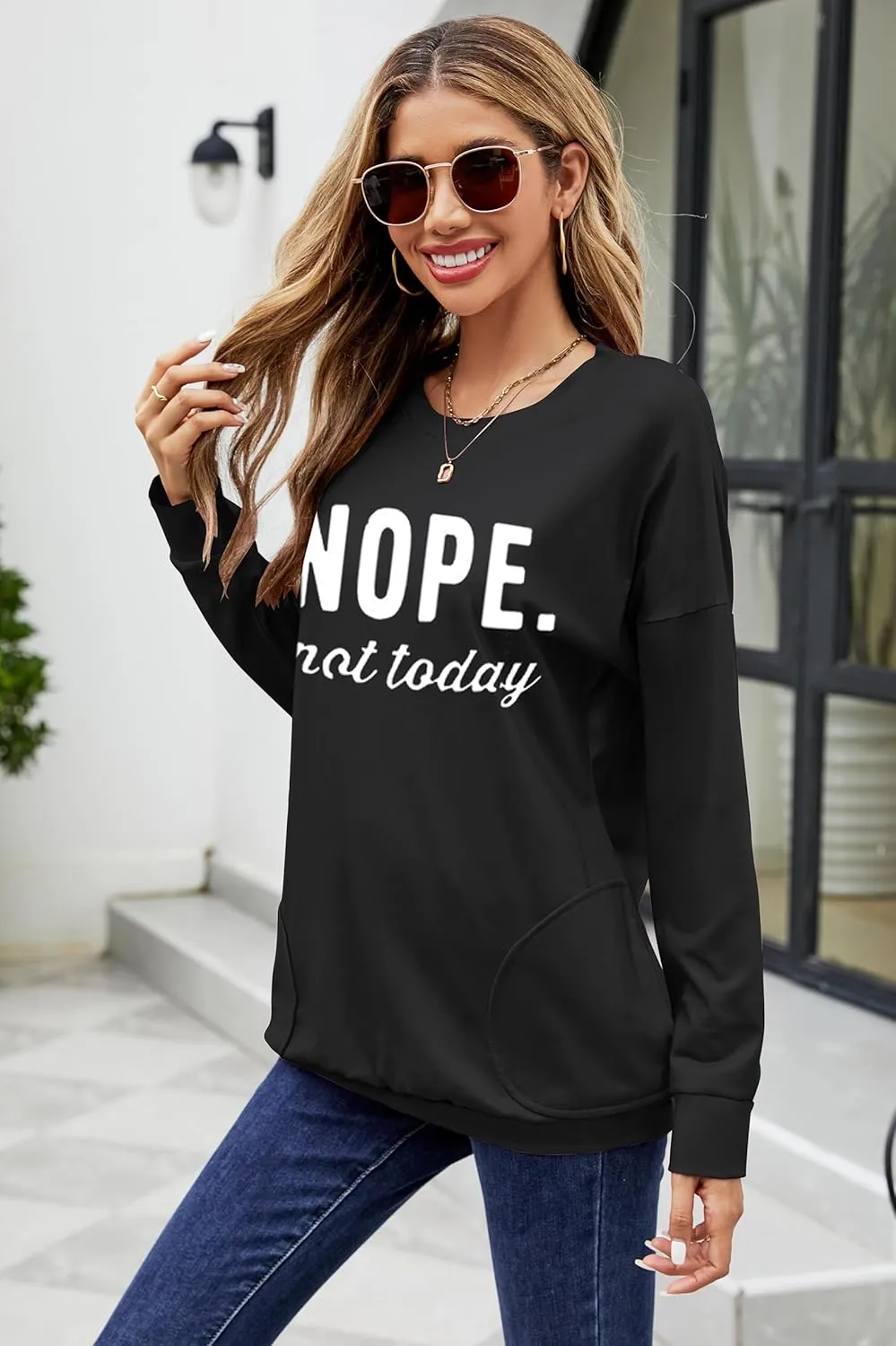 Hount Womens Casual Loose Fit Shirts Long Sleeve Comfy T-Shirts Pullover Sweatshirts With Pockets
