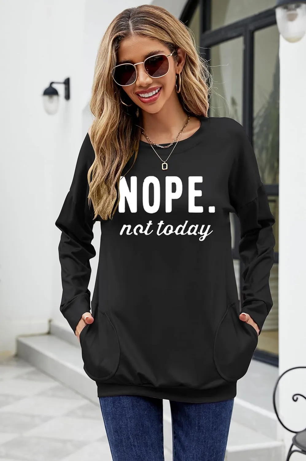 Hount Womens Casual Loose Fit Shirts Long Sleeve Comfy T-Shirts Pullover Sweatshirts With Pockets