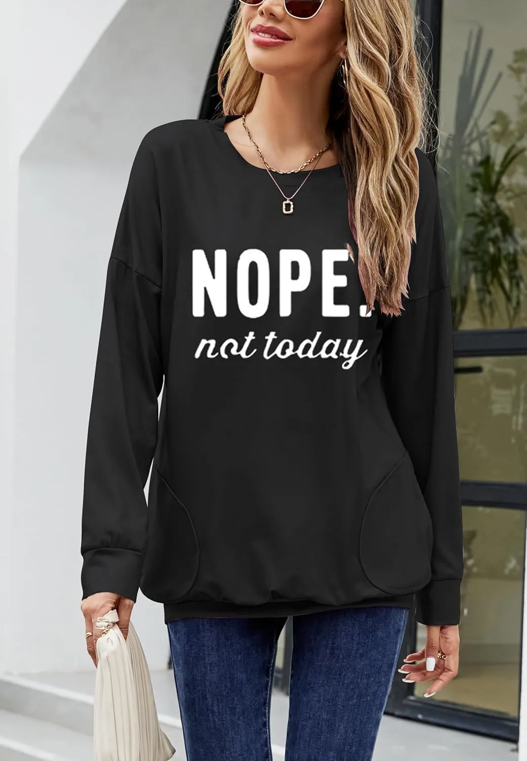 Hount Womens Casual Loose Fit Shirts Long Sleeve Comfy T-Shirts Pullover Sweatshirts With Pockets