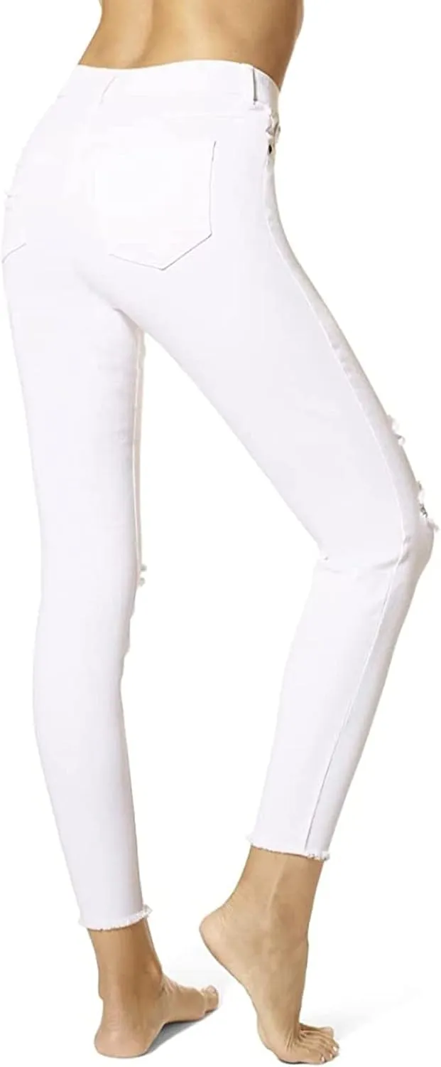 HUE Women's Ripped Knee Denim Leggings