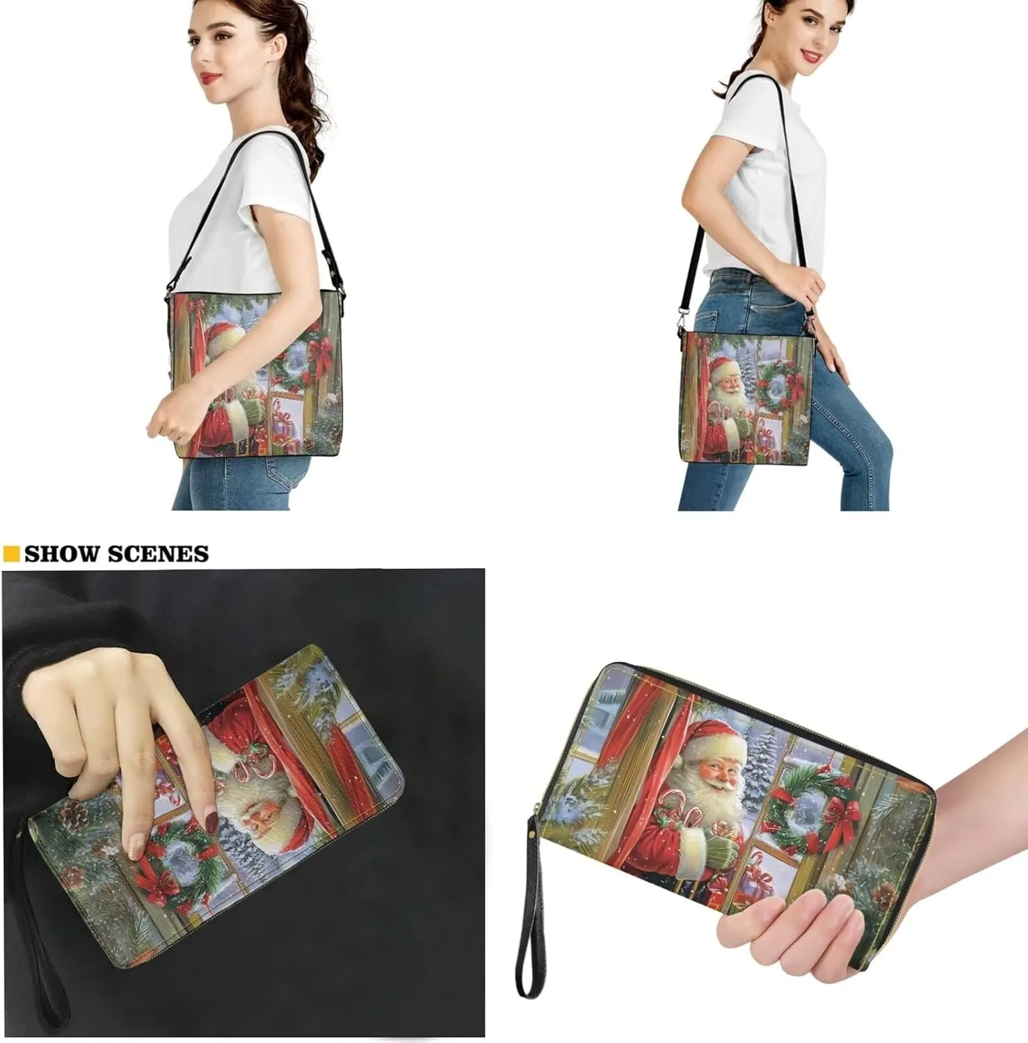 HUGS IDEA Crossbofy Purse for Women Hobo Bag with Wallet Set Leather Shoulder Bag Tote Handbag Set