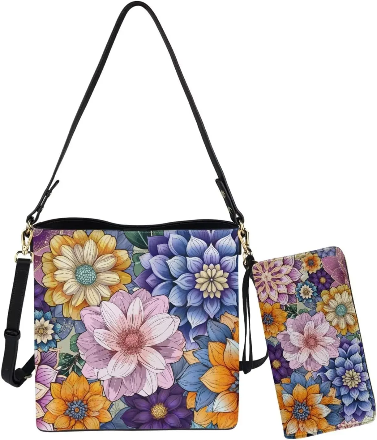 HUGS IDEA Crossbofy Purse for Women Hobo Bag with Wallet Set Leather Shoulder Bag Tote Handbag Set