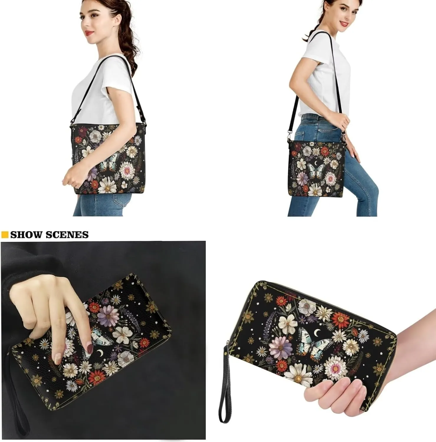 HUGS IDEA Crossbofy Purse for Women Hobo Bag with Wallet Set Leather Shoulder Bag Tote Handbag Set