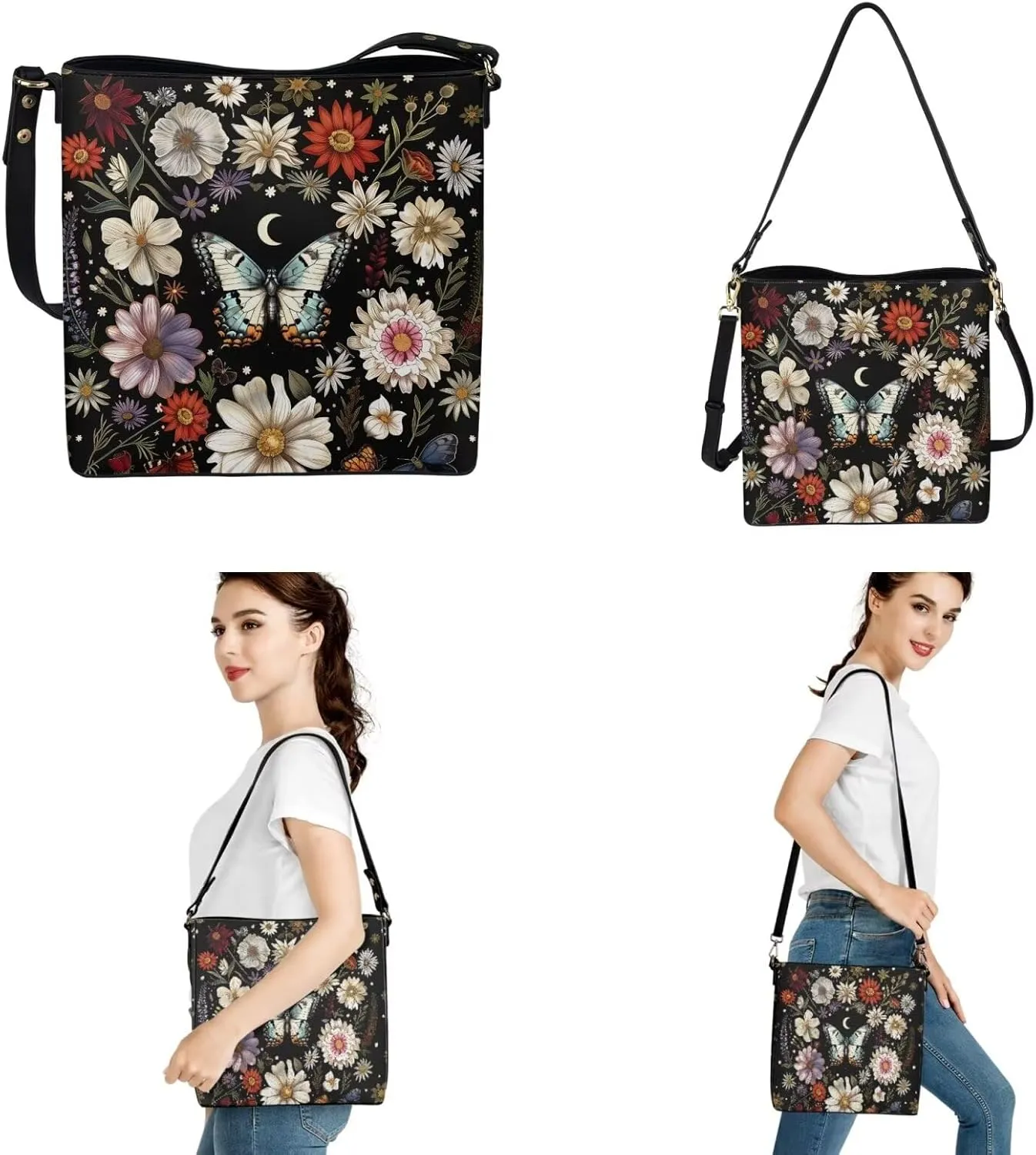 HUGS IDEA Crossbofy Purse for Women Hobo Bag with Wallet Set Leather Shoulder Bag Tote Handbag Set