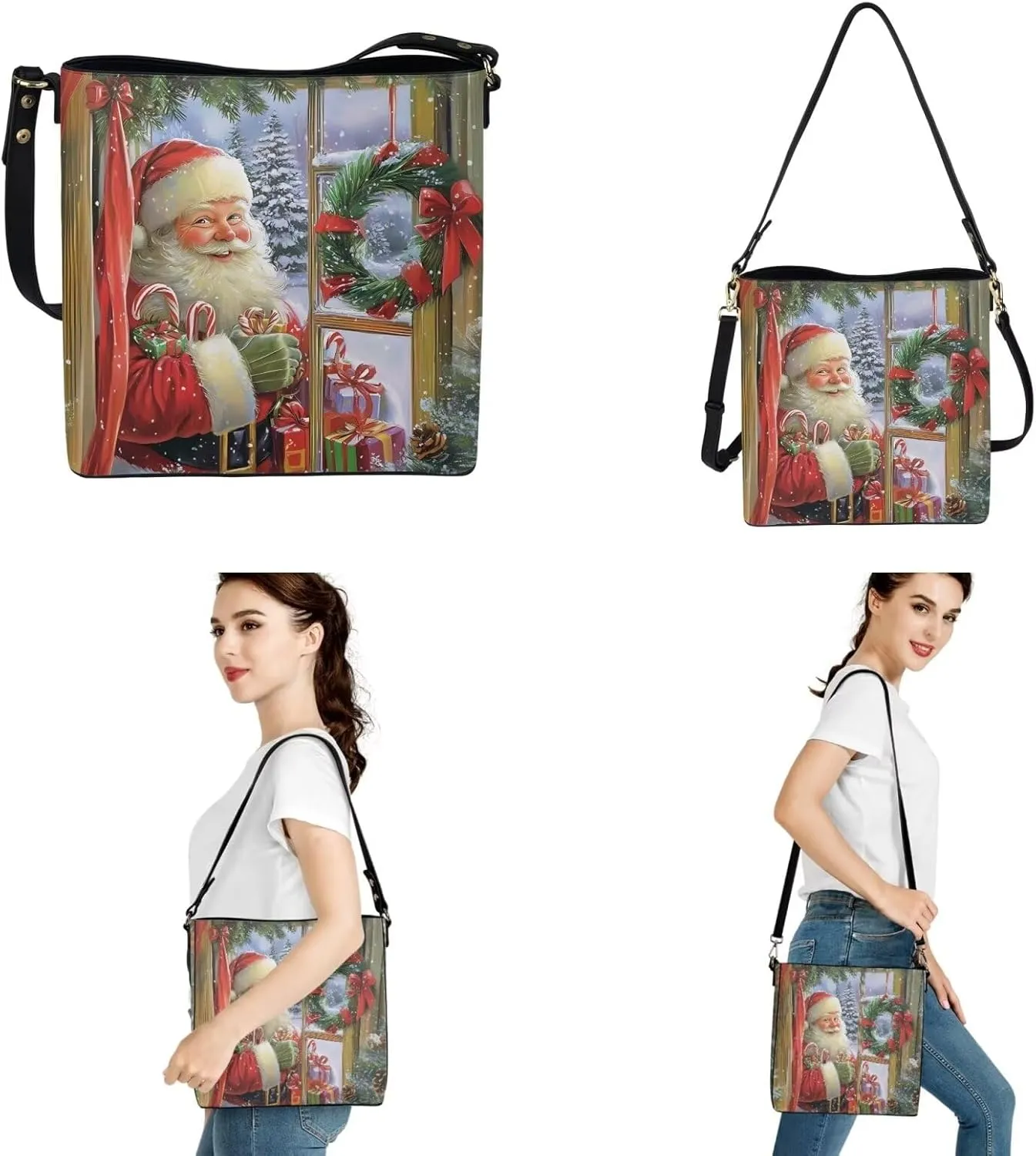 HUGS IDEA Crossbofy Purse for Women Hobo Bag with Wallet Set Leather Shoulder Bag Tote Handbag Set
