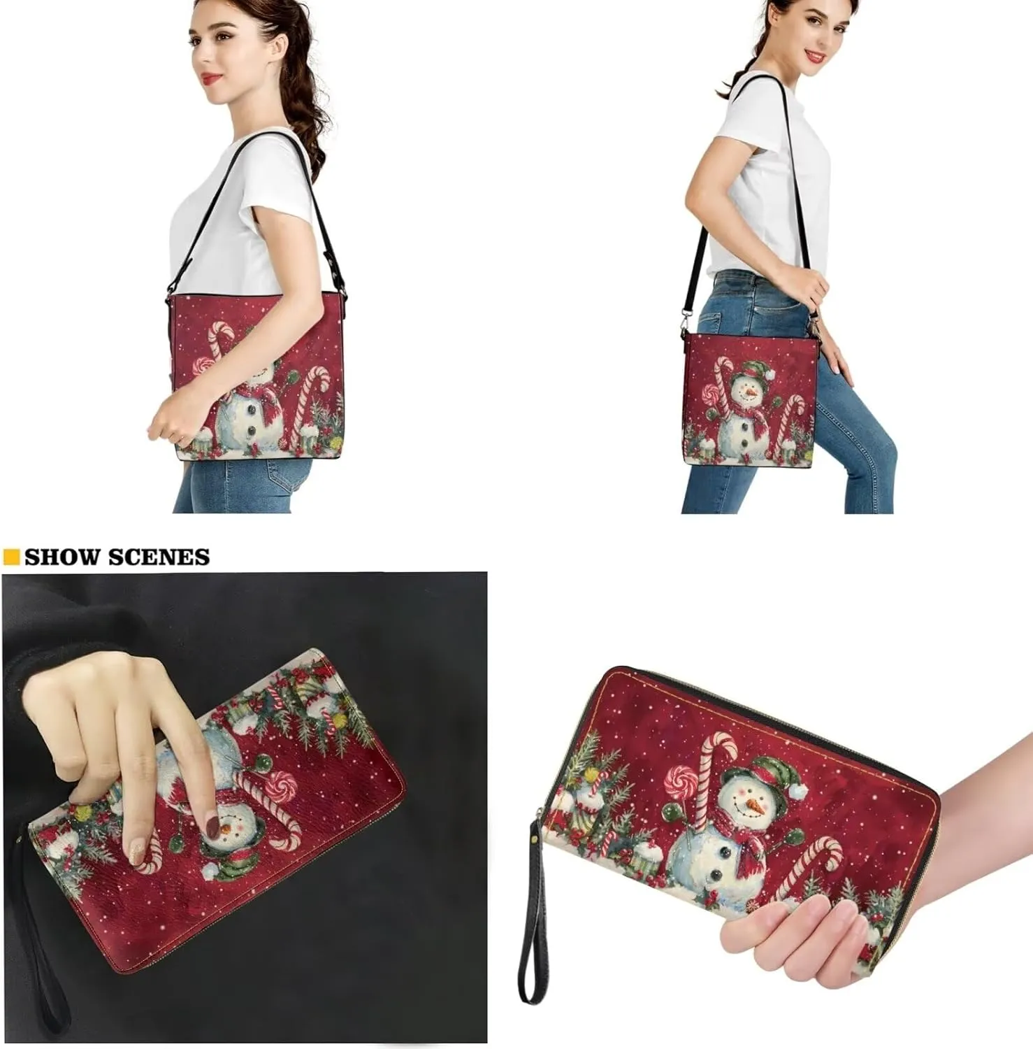 HUGS IDEA Crossbofy Purse for Women Hobo Bag with Wallet Set Leather Shoulder Bag Tote Handbag Set
