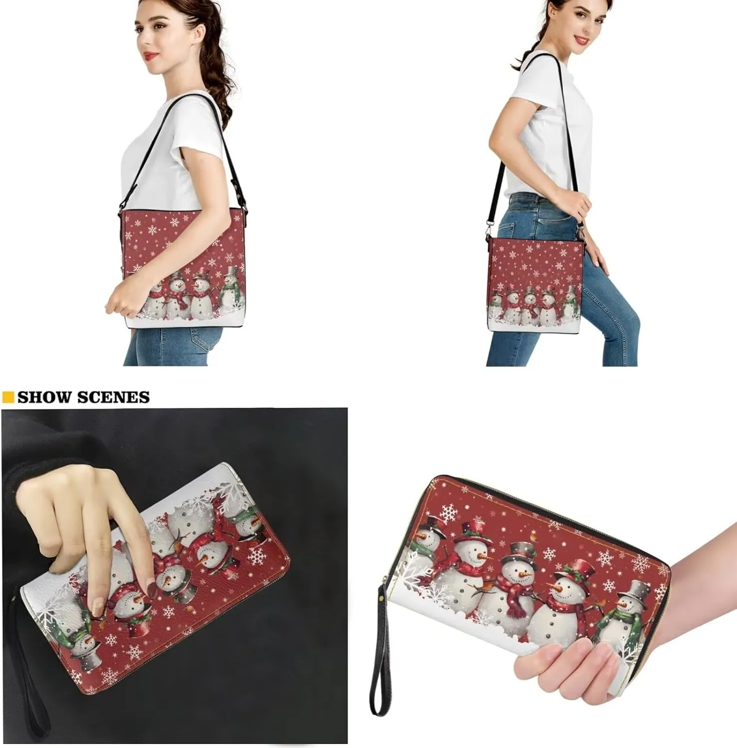 HUGS IDEA Crossbofy Purse for Women Hobo Bag with Wallet Set Leather Shoulder Bag Tote Handbag Set