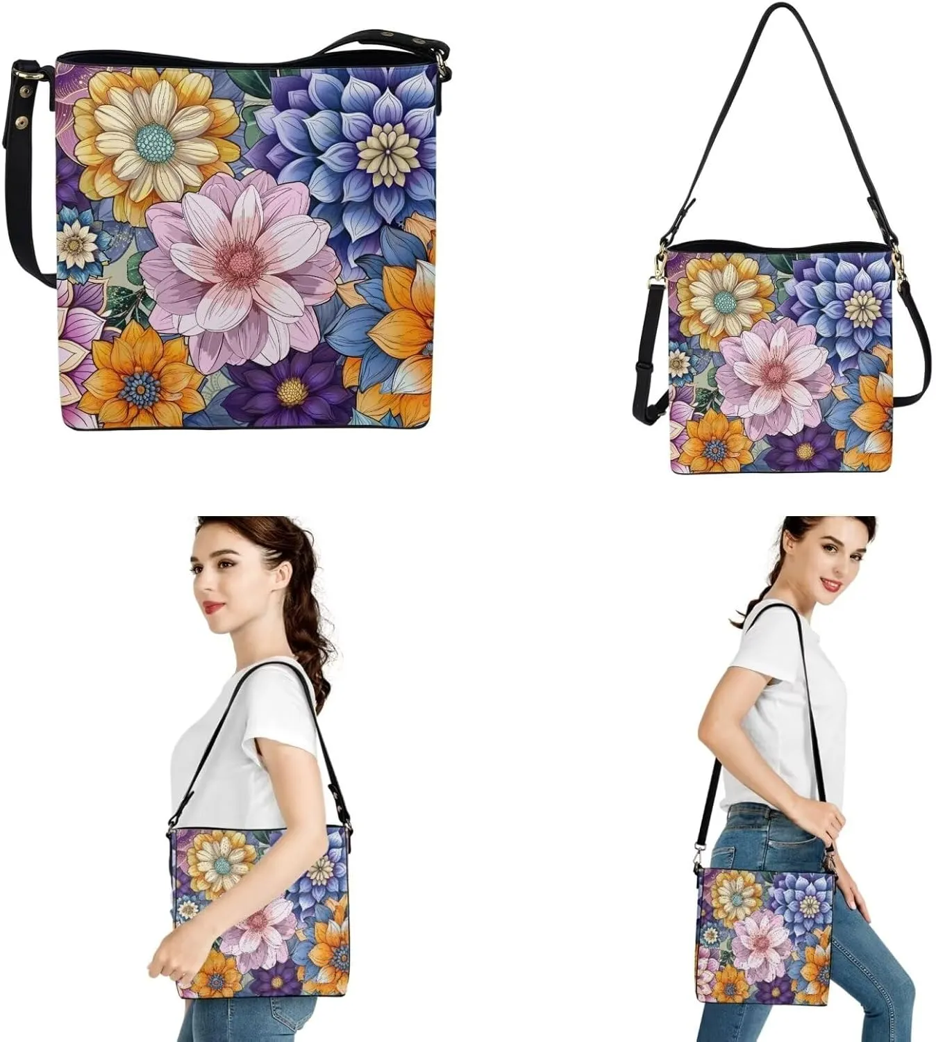 HUGS IDEA Crossbofy Purse for Women Hobo Bag with Wallet Set Leather Shoulder Bag Tote Handbag Set