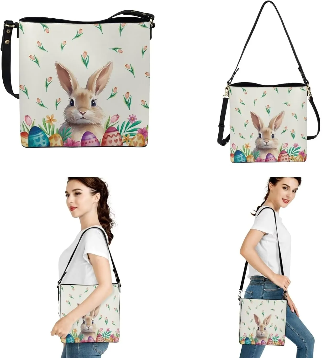 HUGS IDEA Hobo Bag for Women Bucket Bag Leather Tote Bag Shoulder Purse Handbag with Zipper