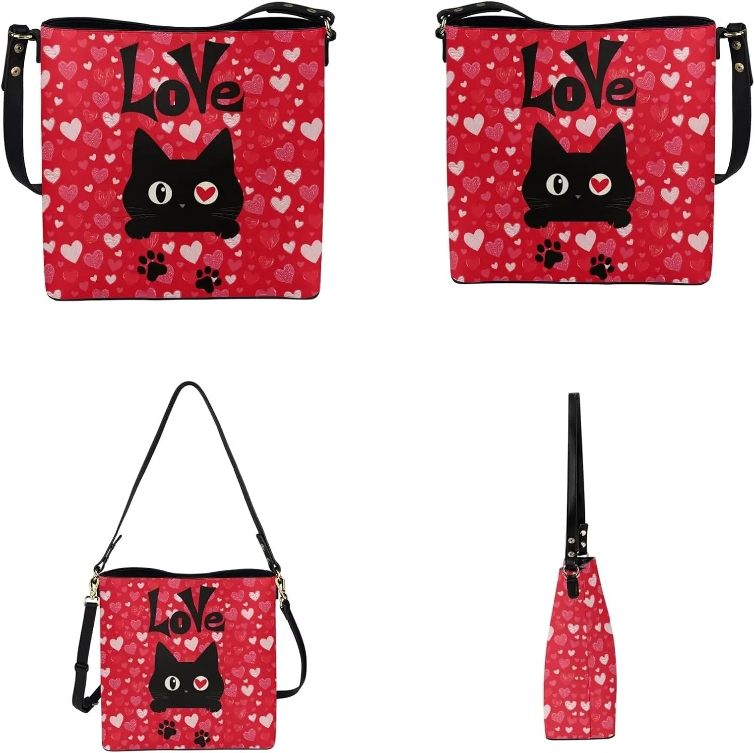 HUGS IDEA Hobo Bag for Women Bucket Bag Leather Tote Bag Shoulder Purse Handbag with Zipper