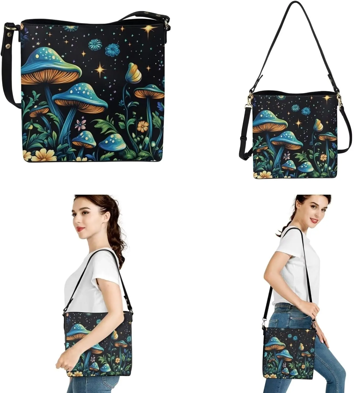 HUGS IDEA Hobo Bag for Women Bucket Bag Leather Tote Bag Shoulder Purse Handbag with Zipper