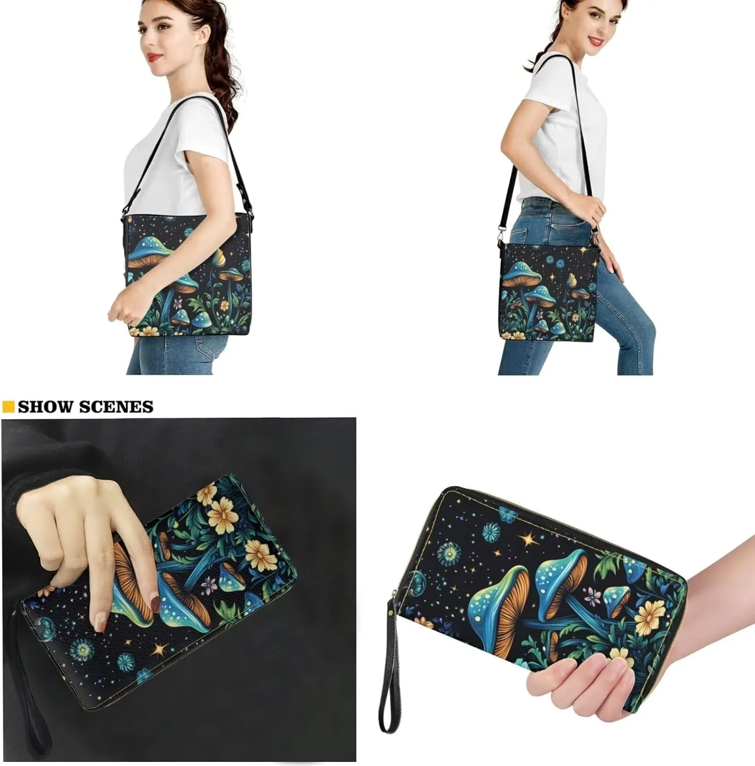 HUGS IDEA Hobo Bag for Women Bucket Bag Leather Tote Bag Shoulder Purse Handbag with Zipper