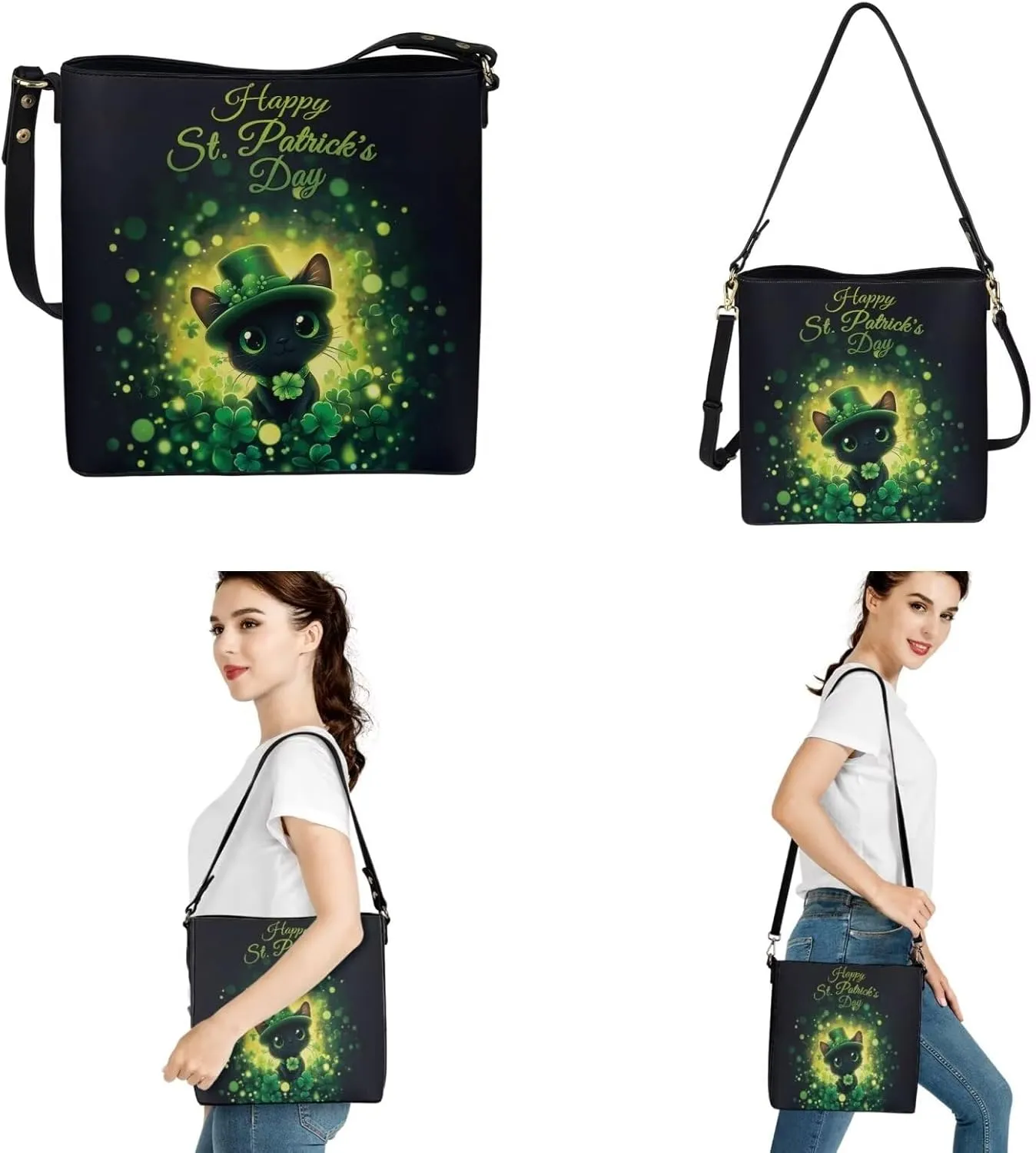 HUGS IDEA Hobo Bag for Women Bucket Bag Leather Tote Bag Shoulder Purse Handbag with Zipper