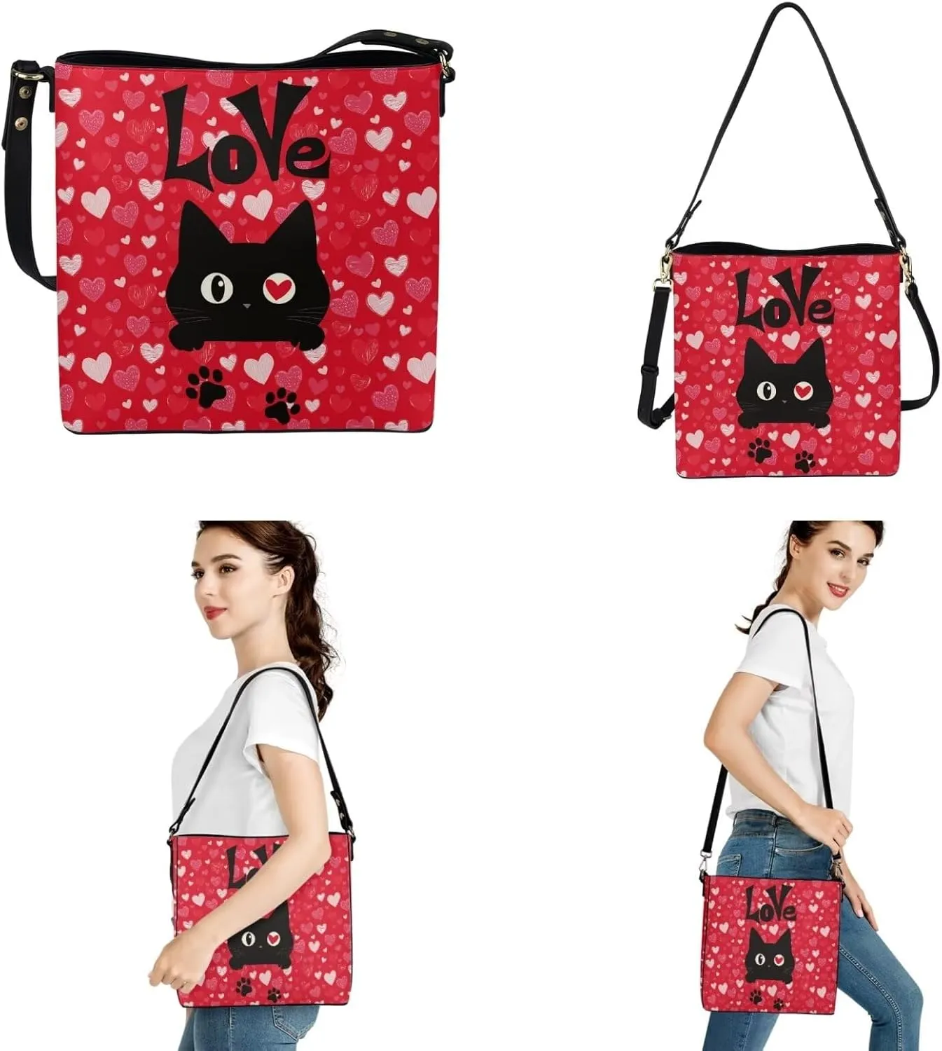 HUGS IDEA Hobo Bag for Women Bucket Bag Leather Tote Bag Shoulder Purse Handbag with Zipper