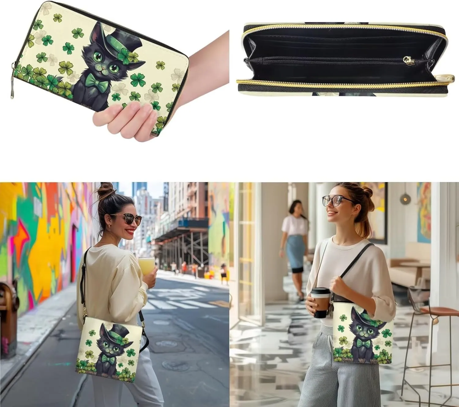HUGS IDEA Leather Purses and Handbag for Women Bucket Bag with Wrist Wallet 2 Packs
